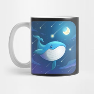 cute blue whale cartoon character design Mug